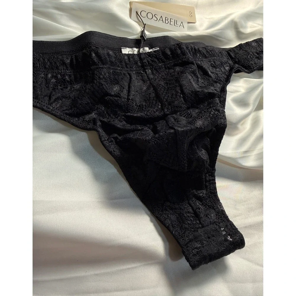 CosaBella Men's Luxury Black Lace G-String Thong  Sheer‎ Designer Underwear M